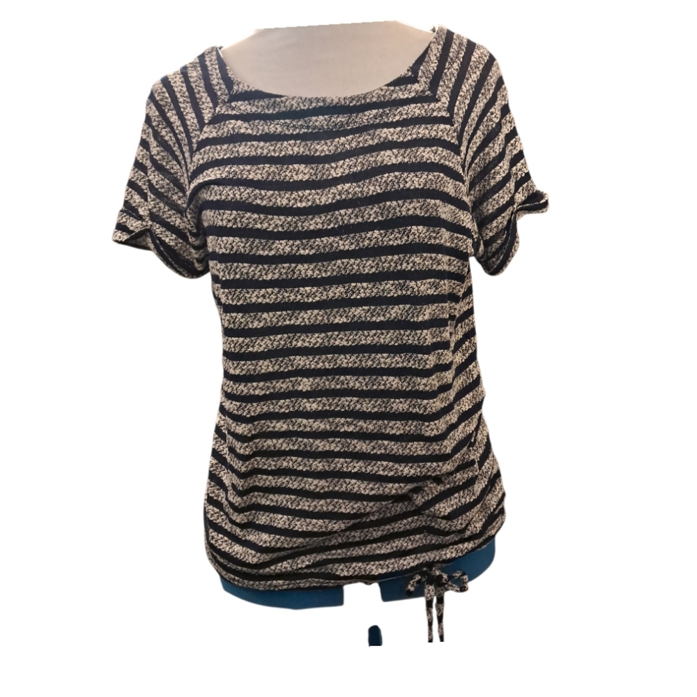 The Limited Navy and White Striped Drawstring Short-Sleeve Top